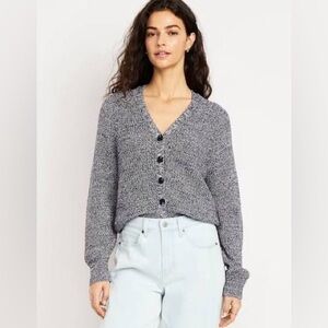 Old Navy Women's Black and White Button-Up Cardigan